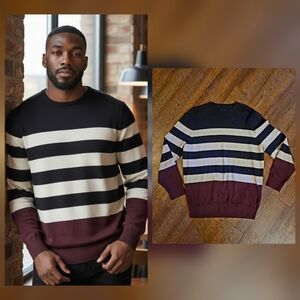 Barbour Copinsay Crew Neck Sweater  Knit Mens Size XL Striped 100% Cotton